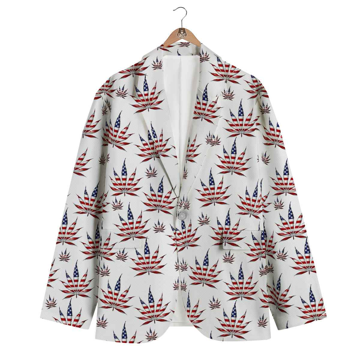 Marijuana Leaf American Print Pattern Men's Blazer-grizzshop