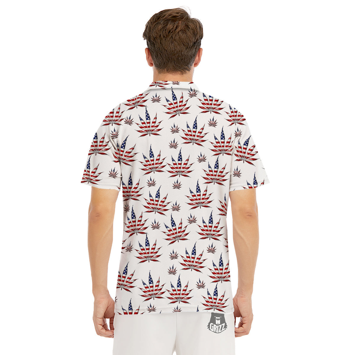 Marijuana Leaf American Print Pattern Men's Golf Shirts-grizzshop