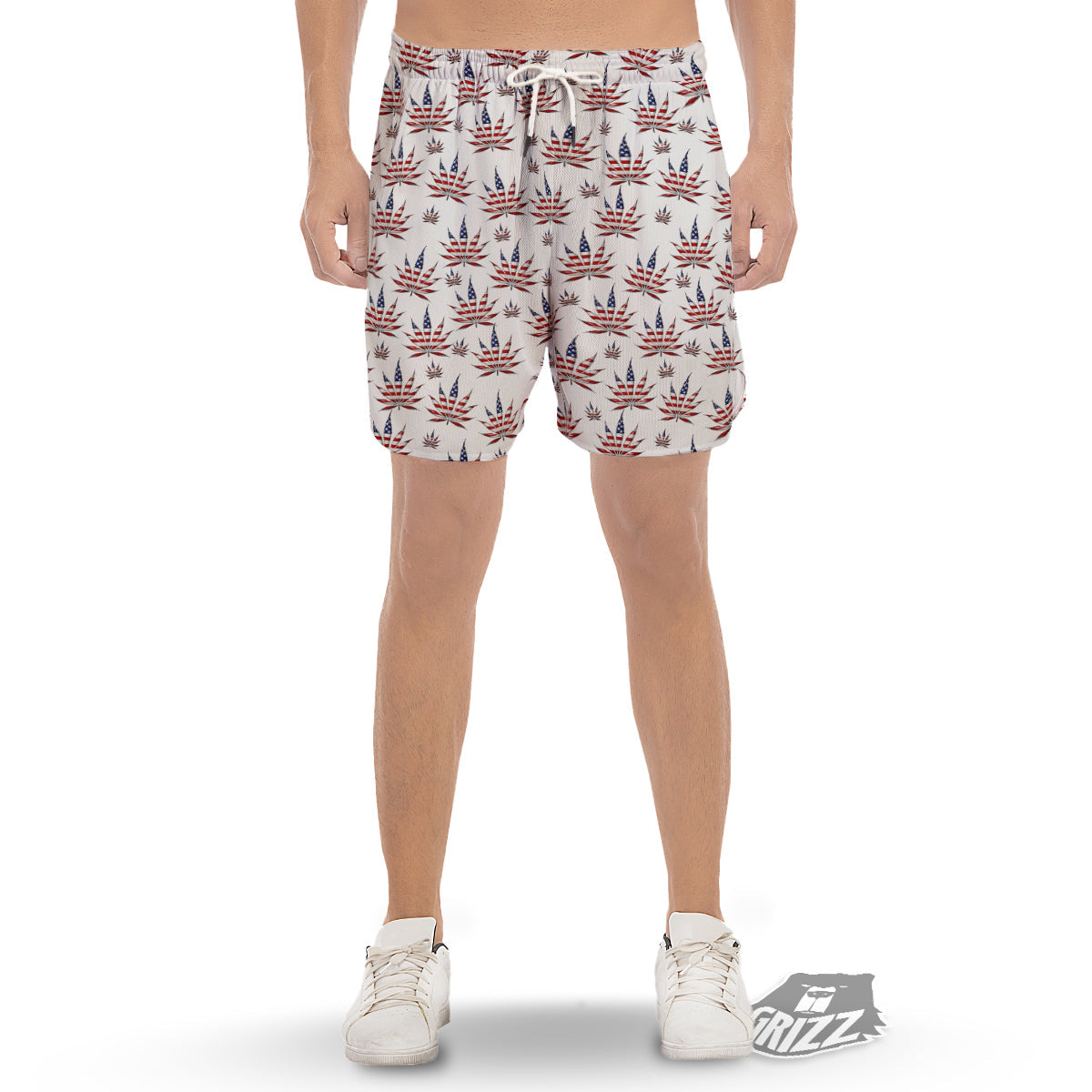 Marijuana Leaf American Print Pattern Men's Gym Shorts-grizzshop
