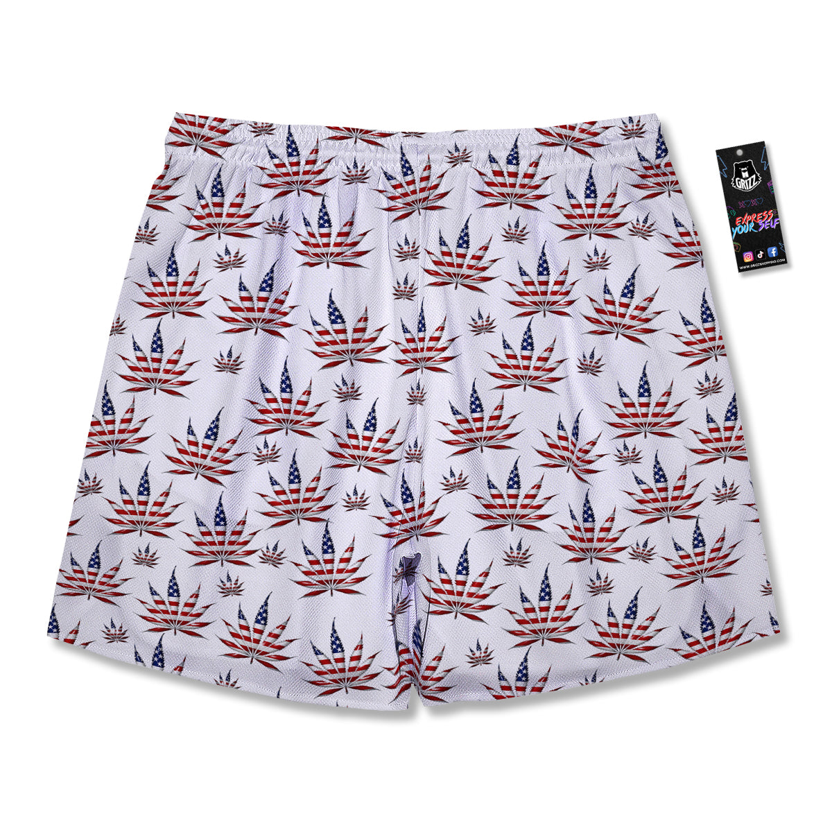 Marijuana Leaf American Print Pattern Men's Running Shorts-grizzshop