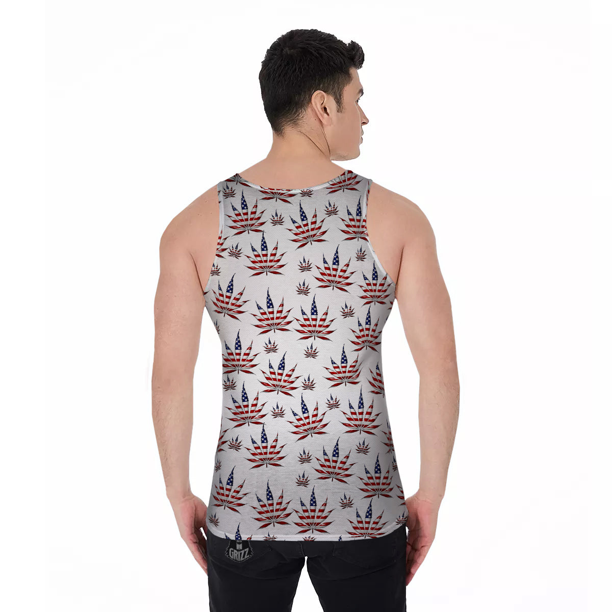 Marijuana Leaf American Print Pattern Men's Tank Top-grizzshop
