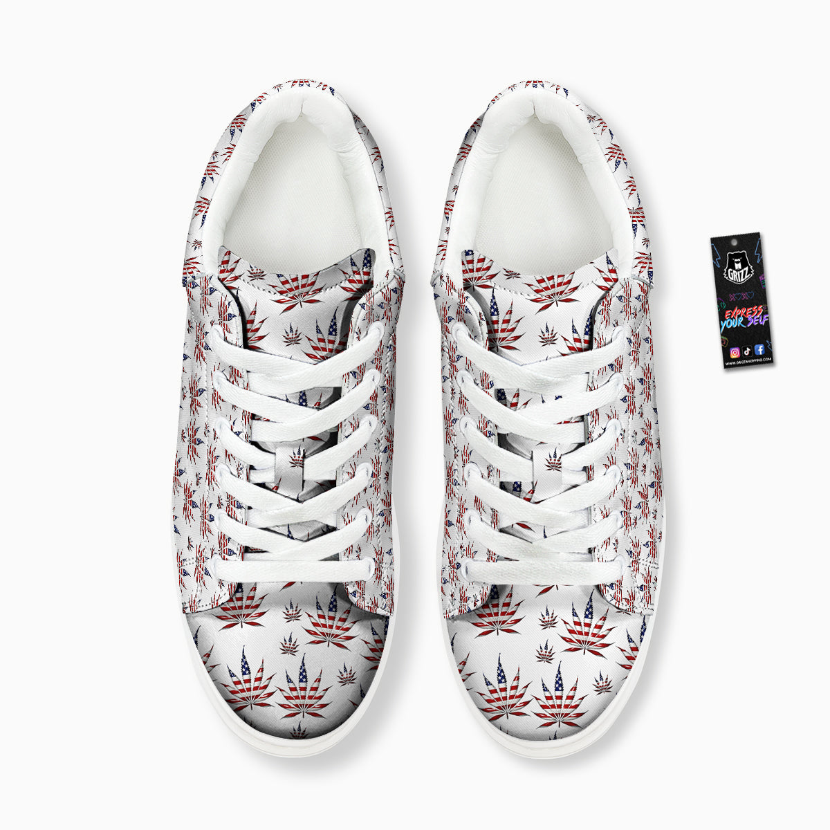 Marijuana Leaf American Print Pattern Platform Shoes-grizzshop
