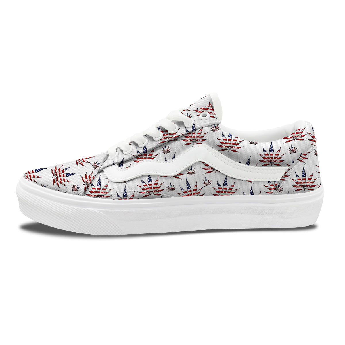 Marijuana Leaf American Print Pattern Skate Shoes-grizzshop