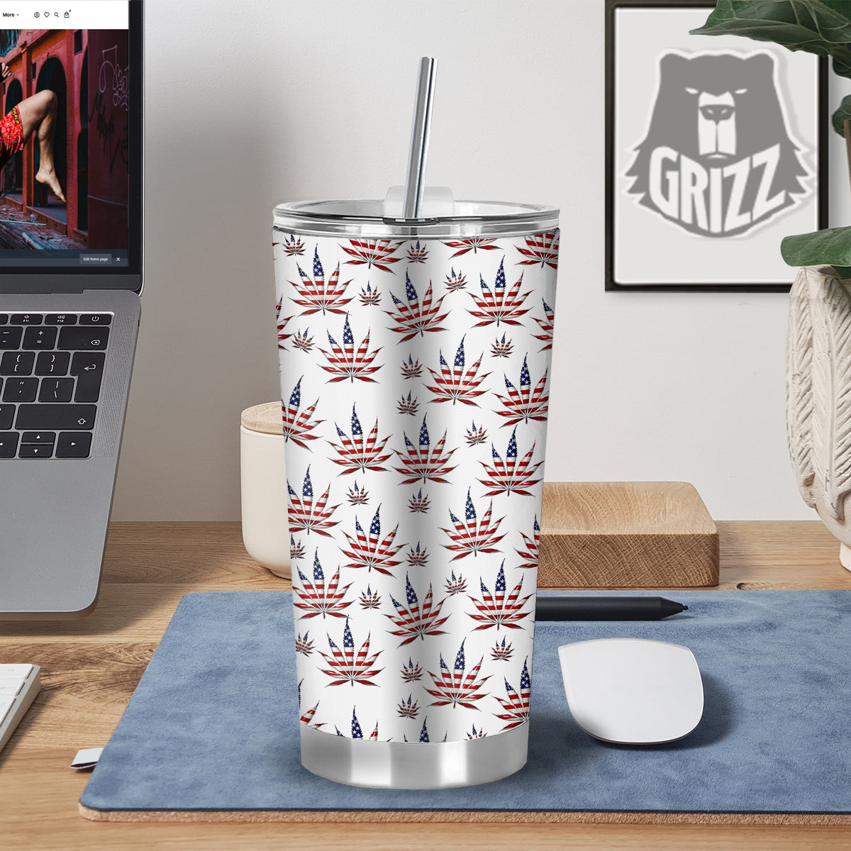 Marijuana Leaf American Print Pattern Tumbler-grizzshop