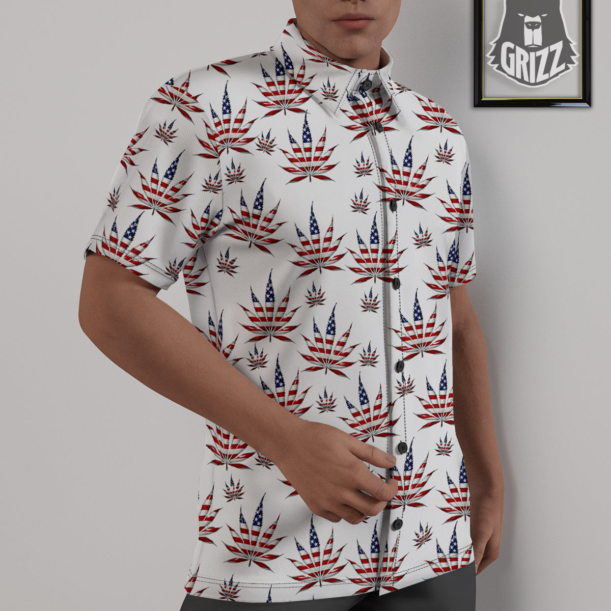 Marijuana Leaf American Print Pattern Untucked Shirts-grizzshop