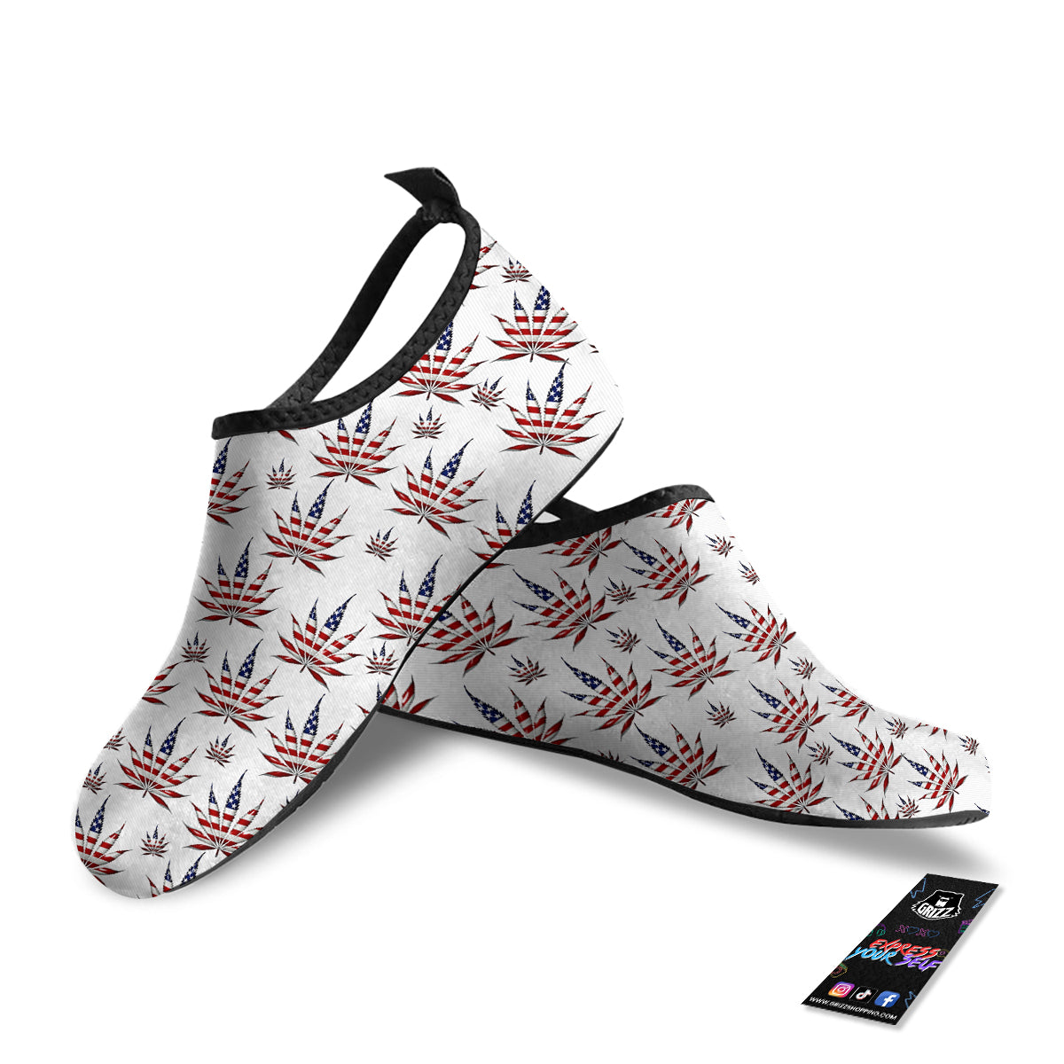 Marijuana Leaf American Print Pattern Water Shoes-grizzshop