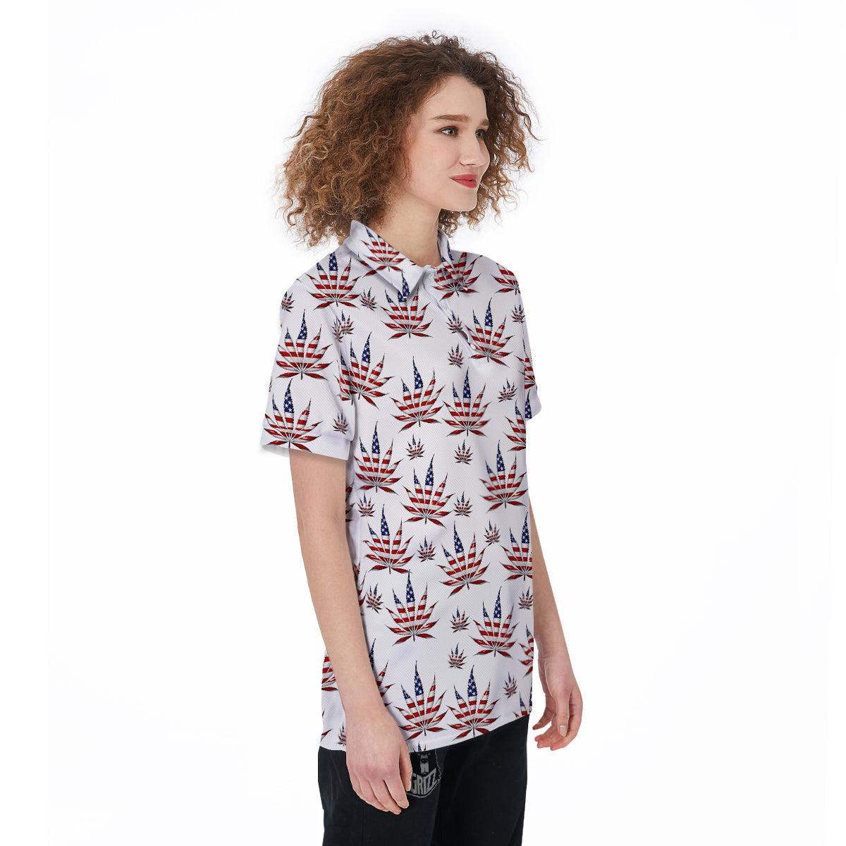 Marijuana Leaf American Print Pattern Women's Golf Shirts-grizzshop
