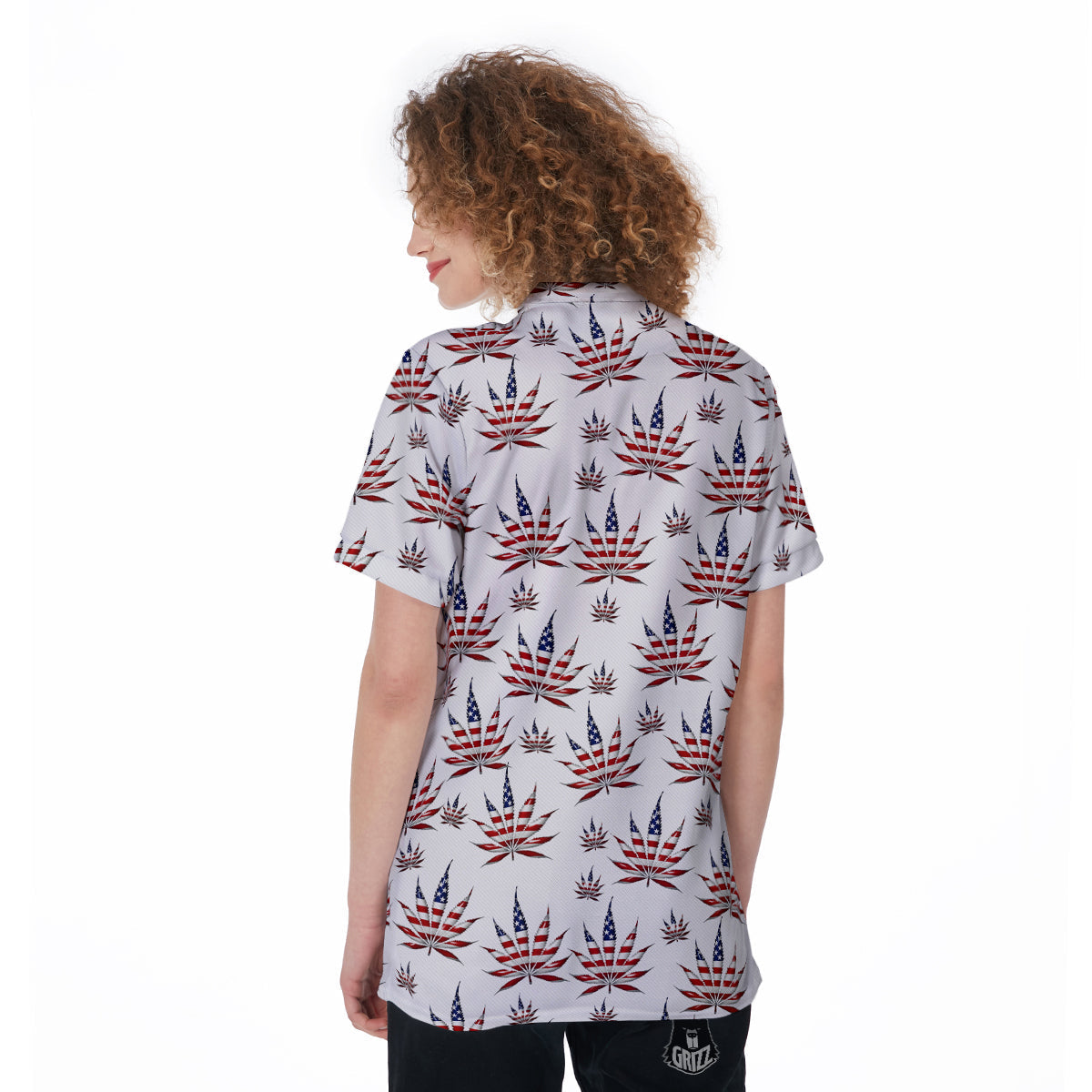 Marijuana Leaf American Print Pattern Women's Golf Shirts-grizzshop