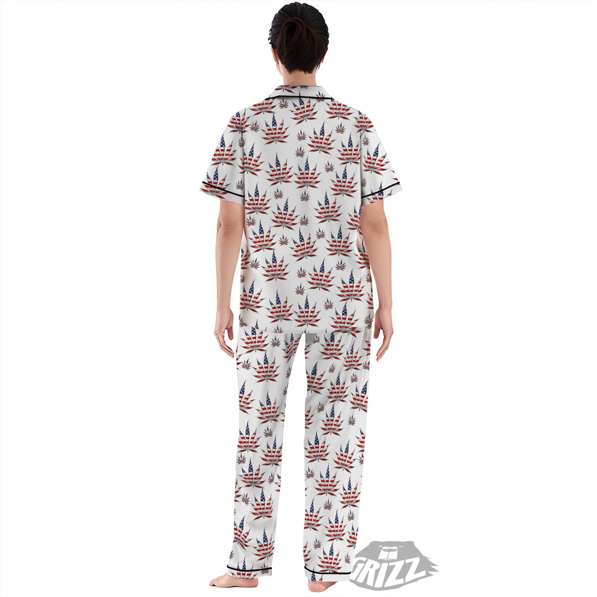 Marijuana Leaf American Print Pattern Women's Pajamas Set-grizzshop