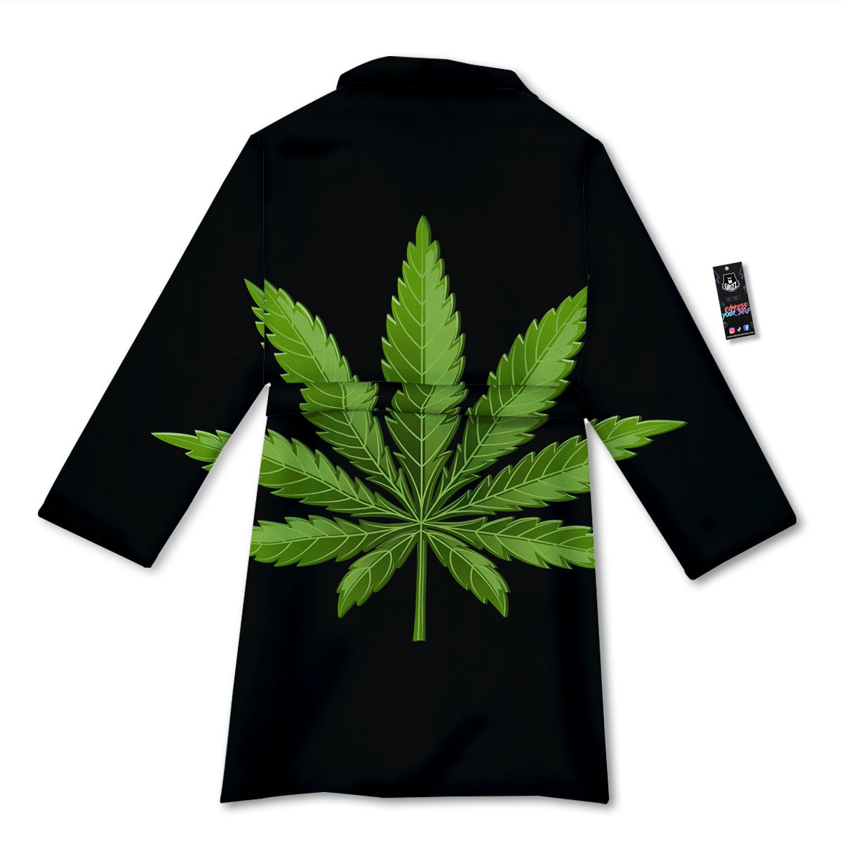 Marijuana Leaf Green Print Bathrobe-grizzshop
