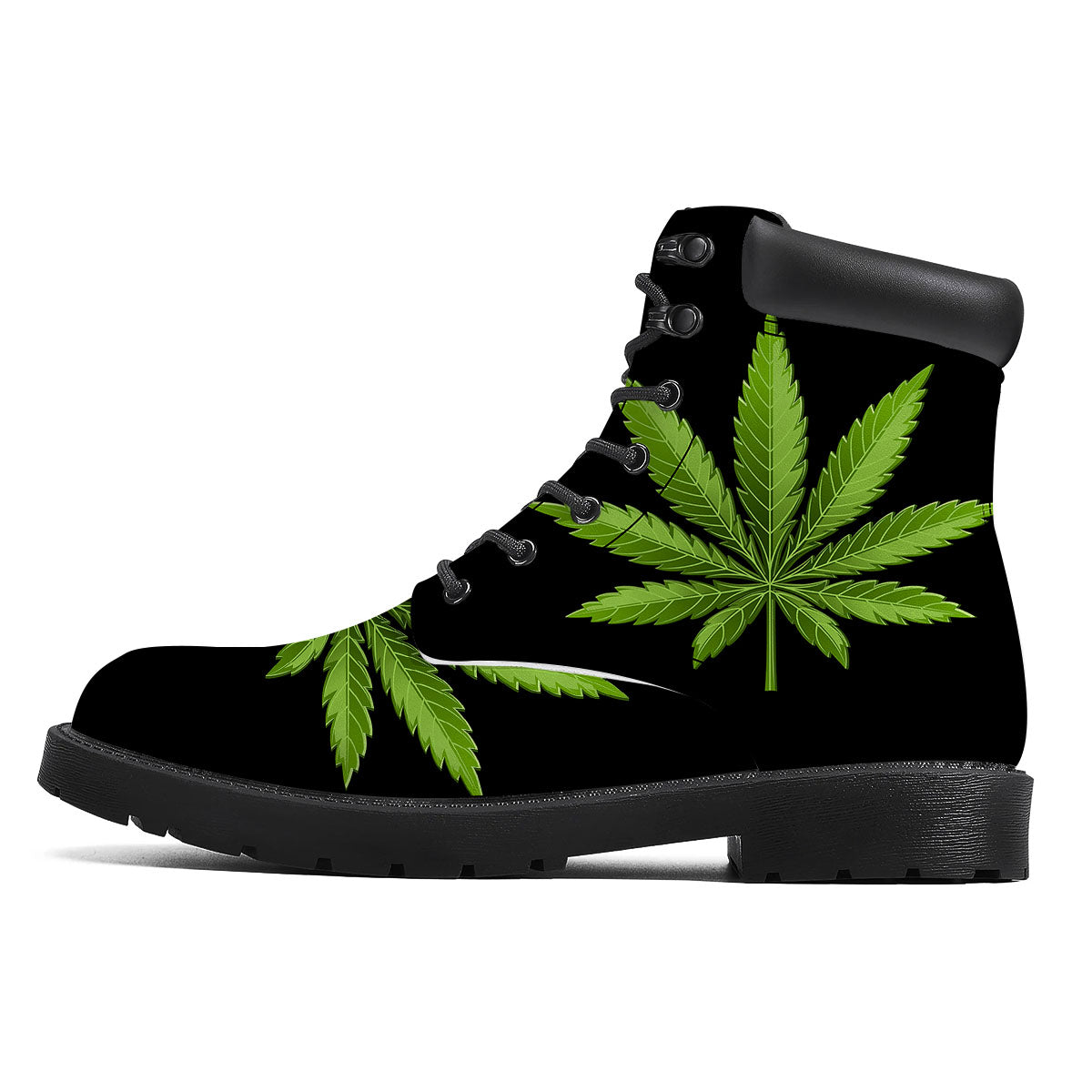 Marijuana Leaf Green Print Boots-grizzshop