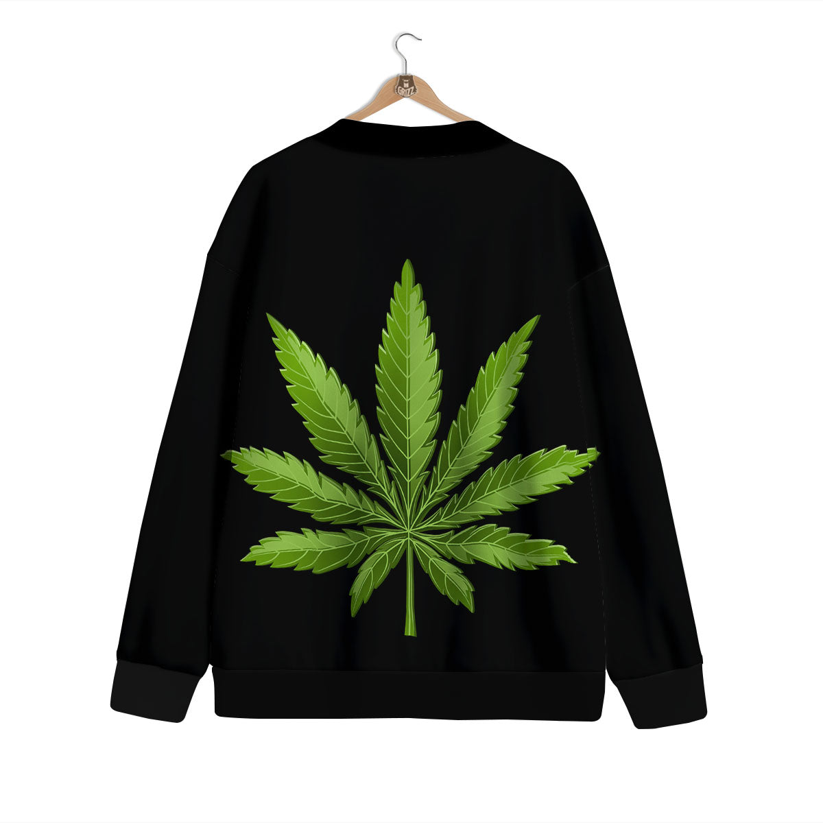 Marijuana Leaf Green Print Cardigan-grizzshop