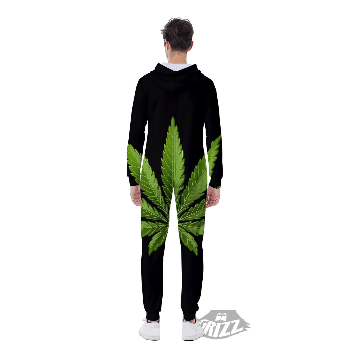 Marijuana Leaf Green Print Men's Jumpsuit-grizzshop