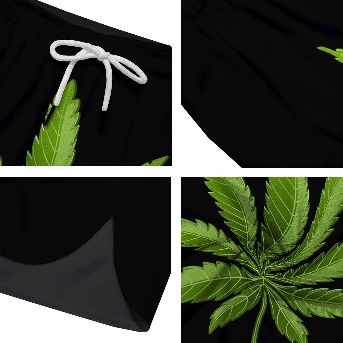 Marijuana Leaf Green Print Men's Running Shorts-grizzshop