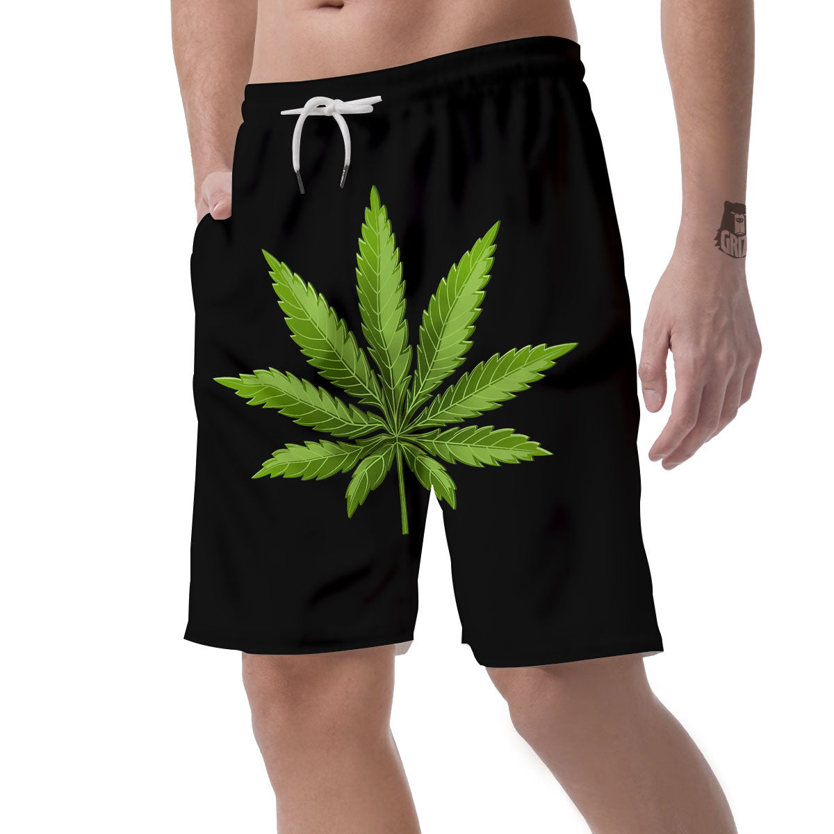 Marijuana Leaf Green Print Men's Shorts-grizzshop
