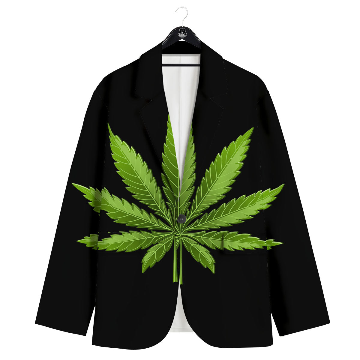 Marijuana Leaf Green Print Men's Sport Coat-grizzshop