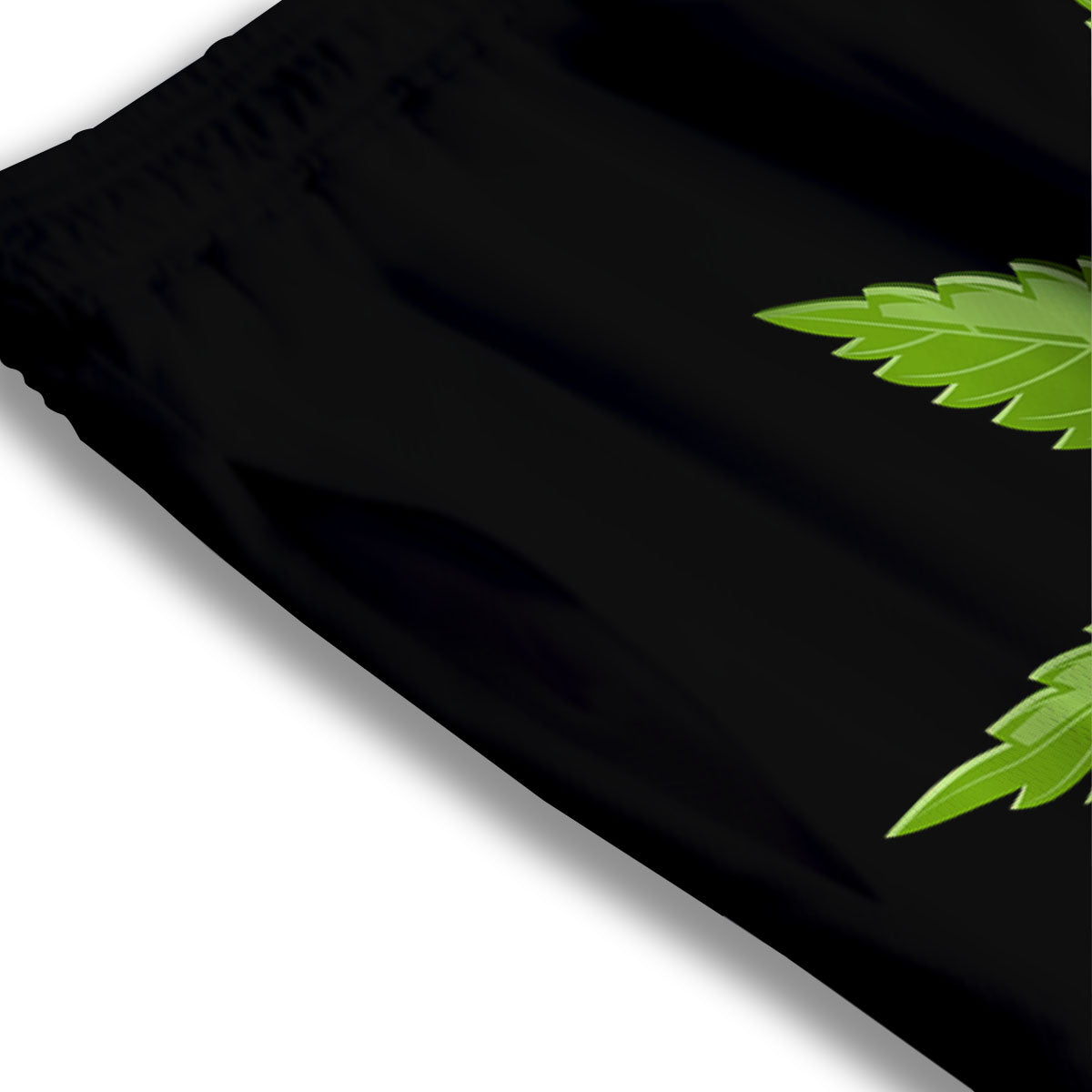 Marijuana Leaf Green Print Mesh Shorts