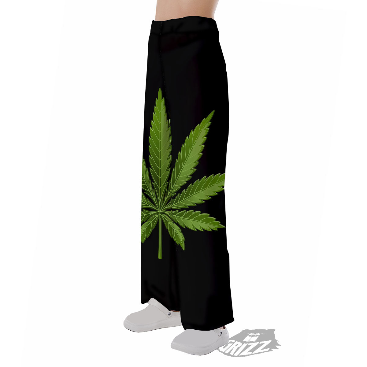 Marijuana Leaf Green Print Pajama Pants-grizzshop