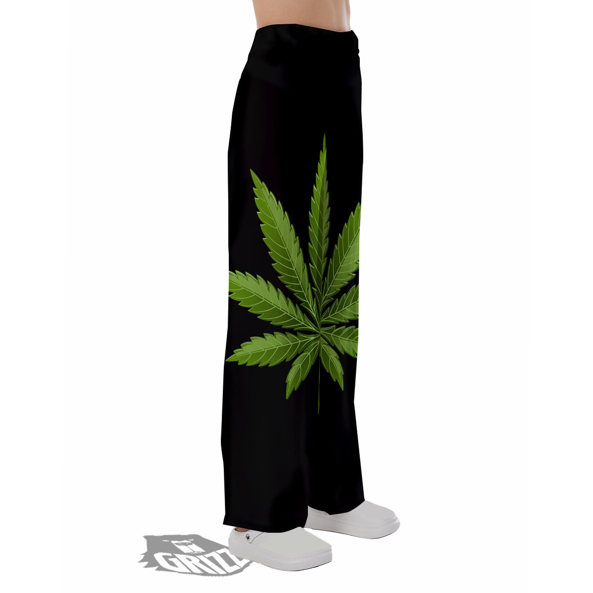 Marijuana Leaf Green Print Pajama Pants-grizzshop
