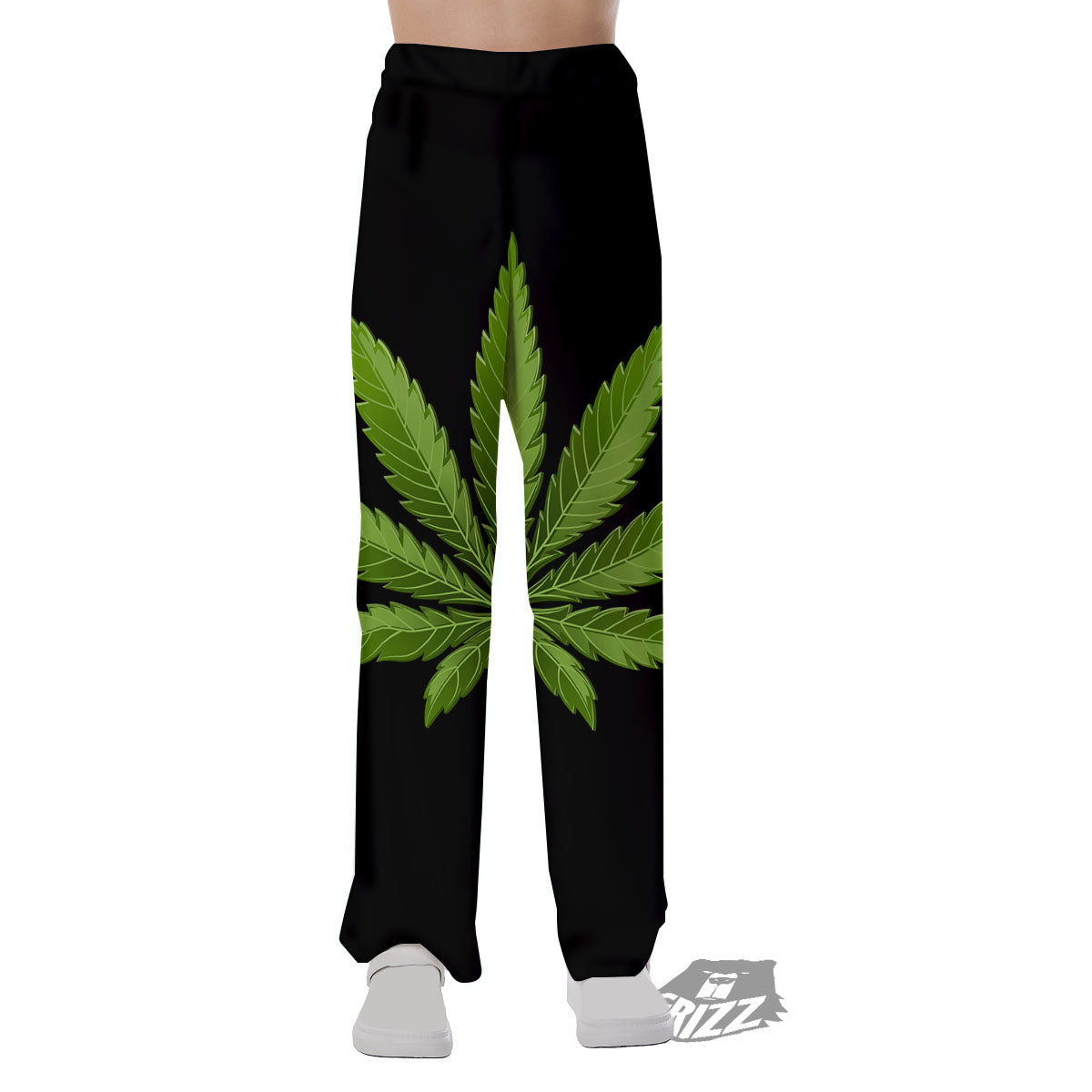 Marijuana Leaf Green Print Pajama Pants-grizzshop