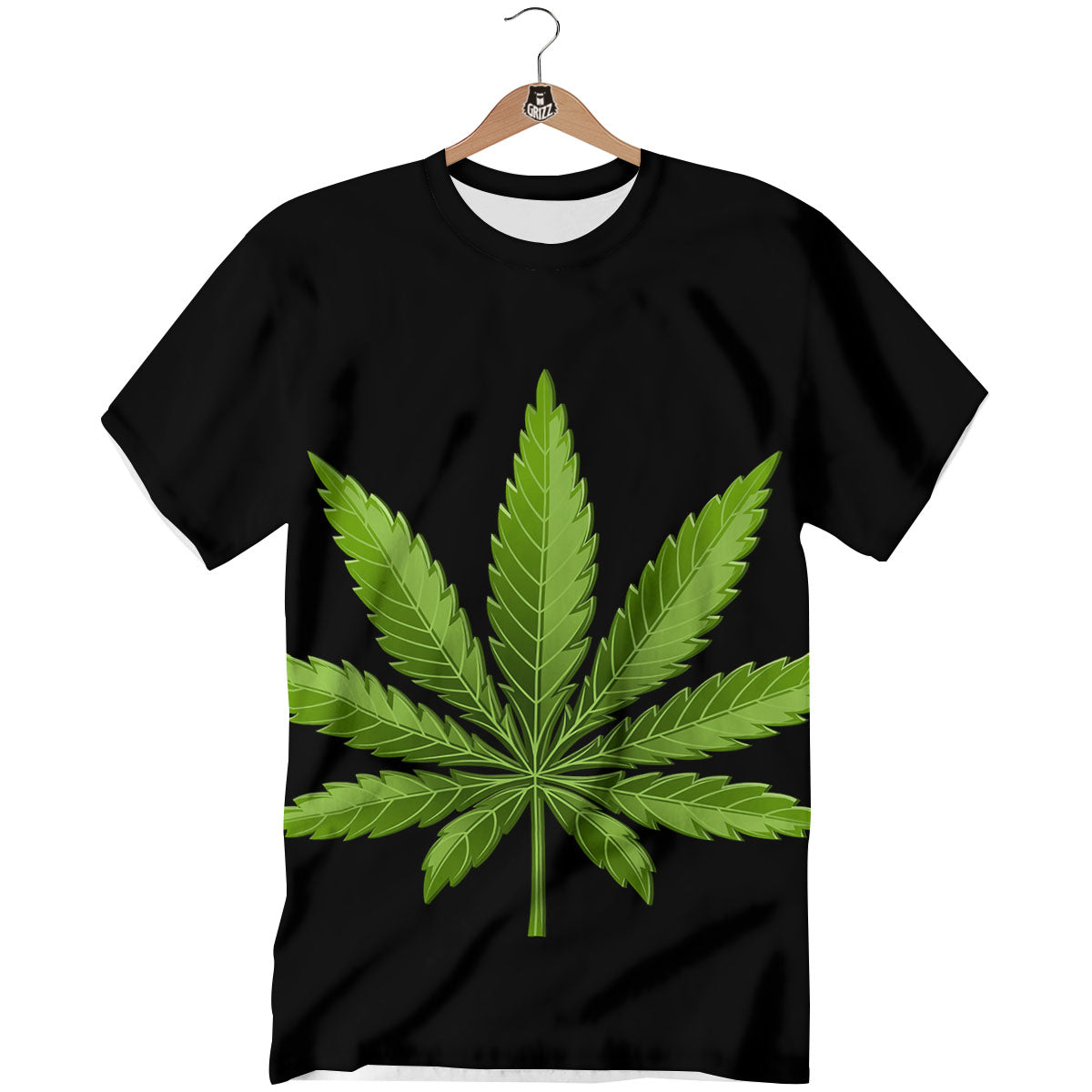 Marijuana Leaf Green Print T-Shirt-grizzshop