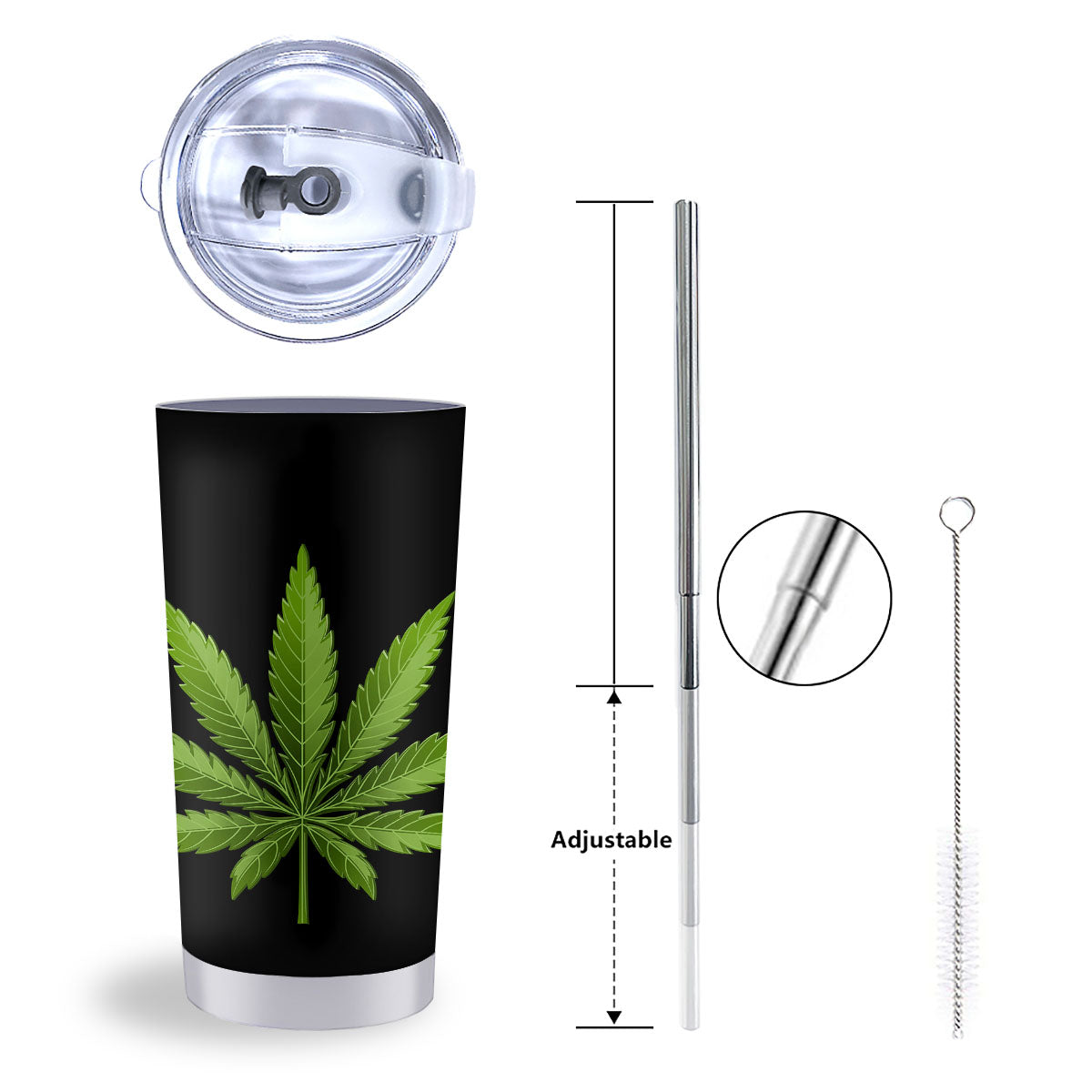 Marijuana Leaf Green Print Tumbler-grizzshop
