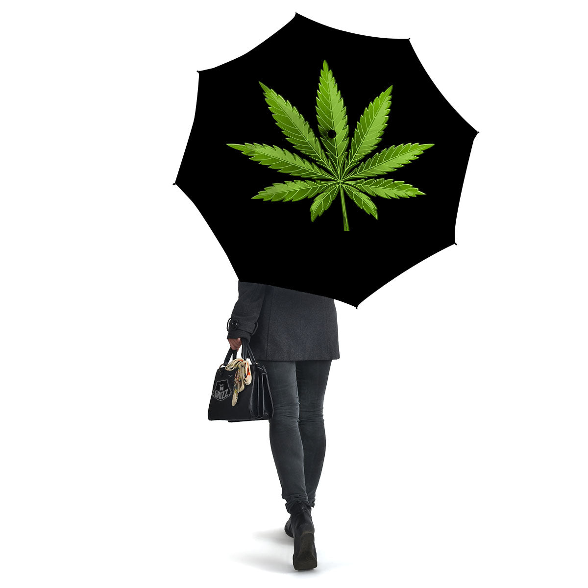 Marijuana Leaf Green Print Umbrella-grizzshop