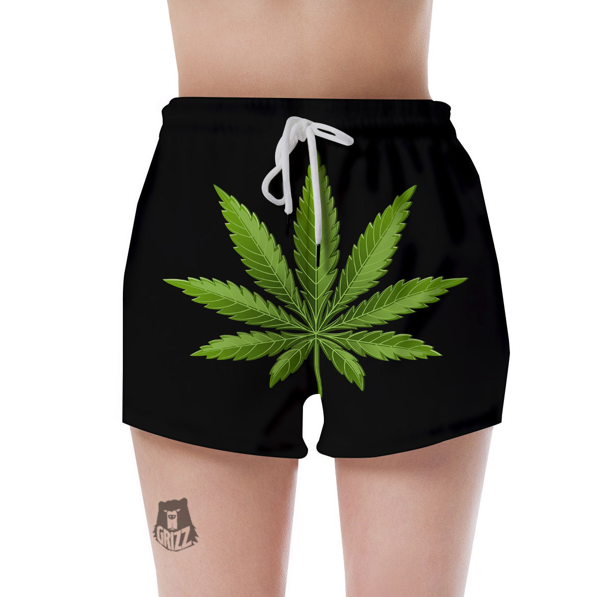 Marijuana Leaf Green Print Women's Shorts-grizzshop