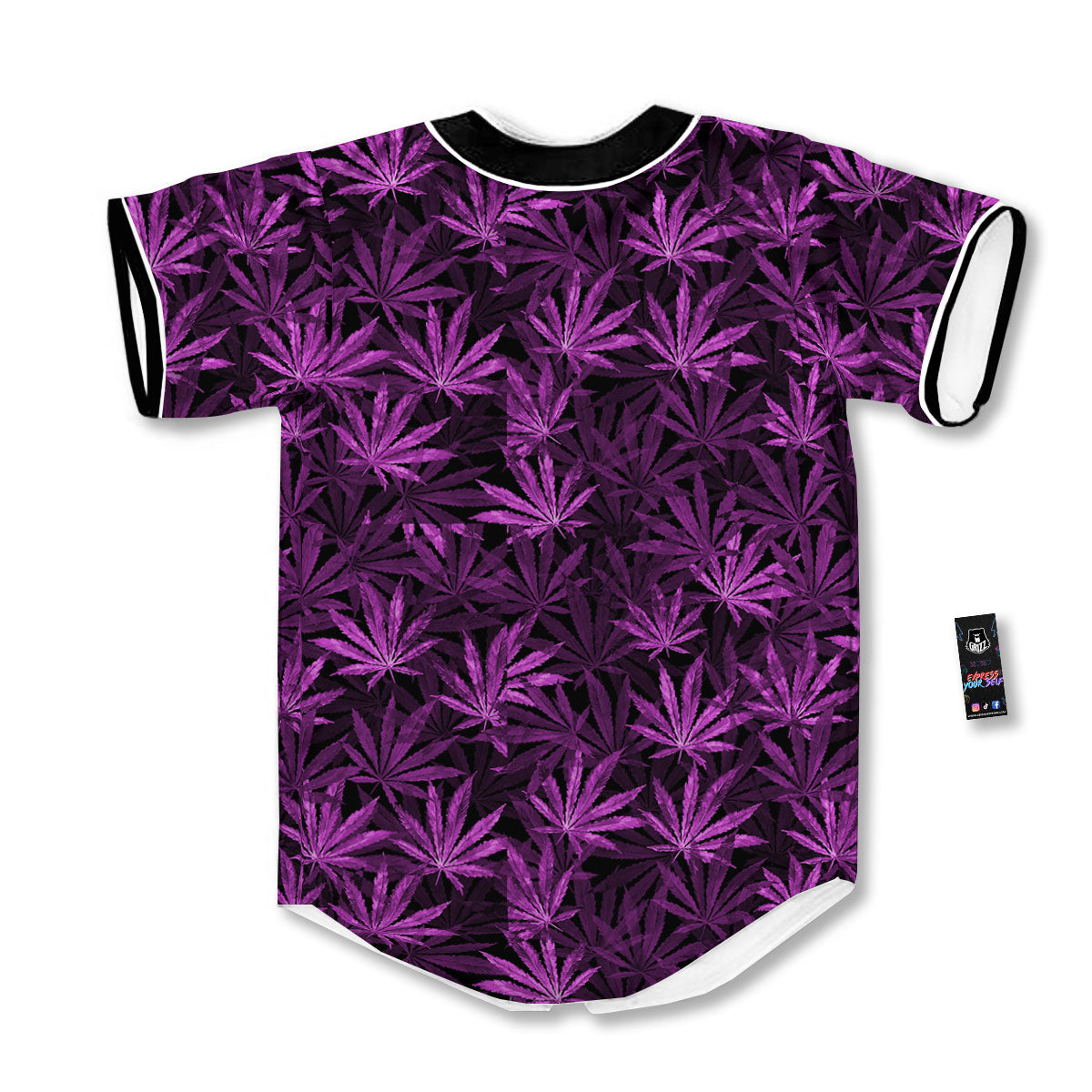 Marijuana Leaf Purple Print Pattern Baseball Jersey-grizzshop