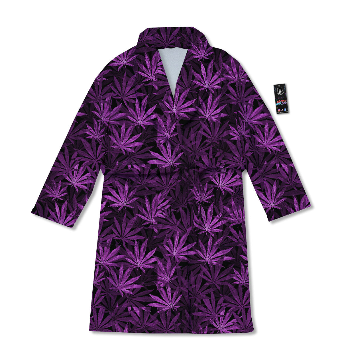 Marijuana Leaf Purple Print Pattern Bathrobe-grizzshop