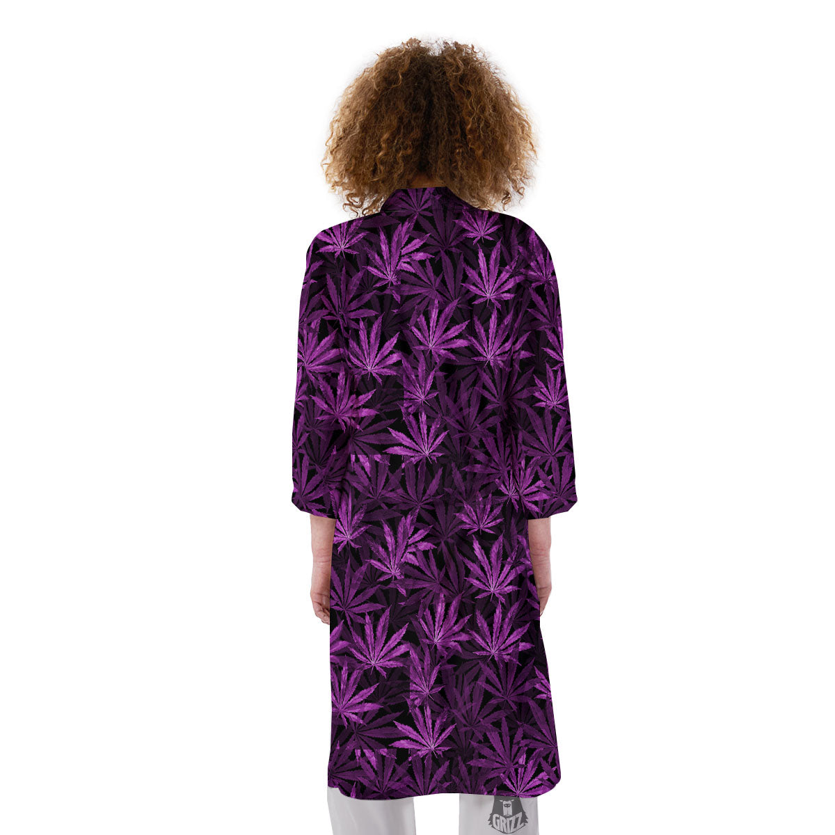 Marijuana Leaf Purple Print Pattern Kimono-grizzshop