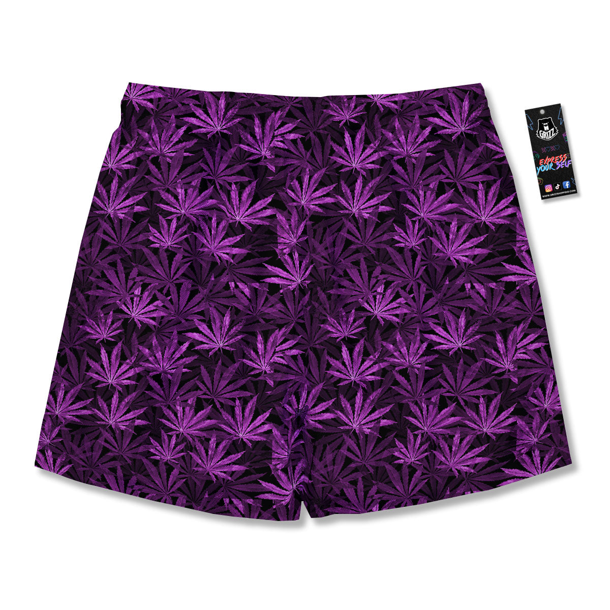 Marijuana Leaf Purple Print Pattern Men's Running Shorts-grizzshop