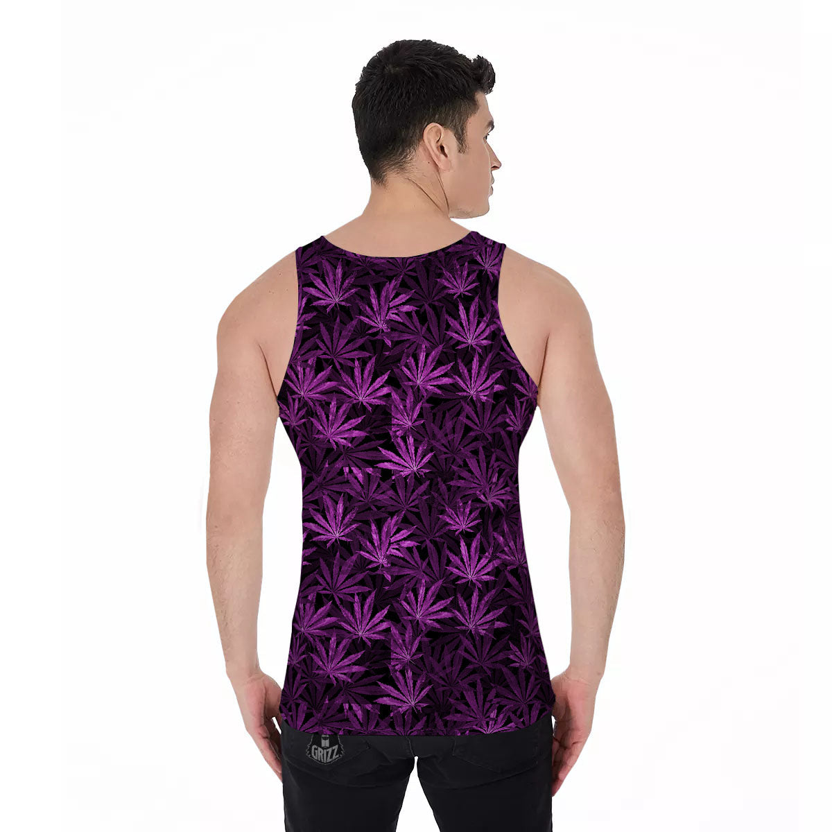 Marijuana Leaf Purple Print Pattern Men's Tank Top-grizzshop