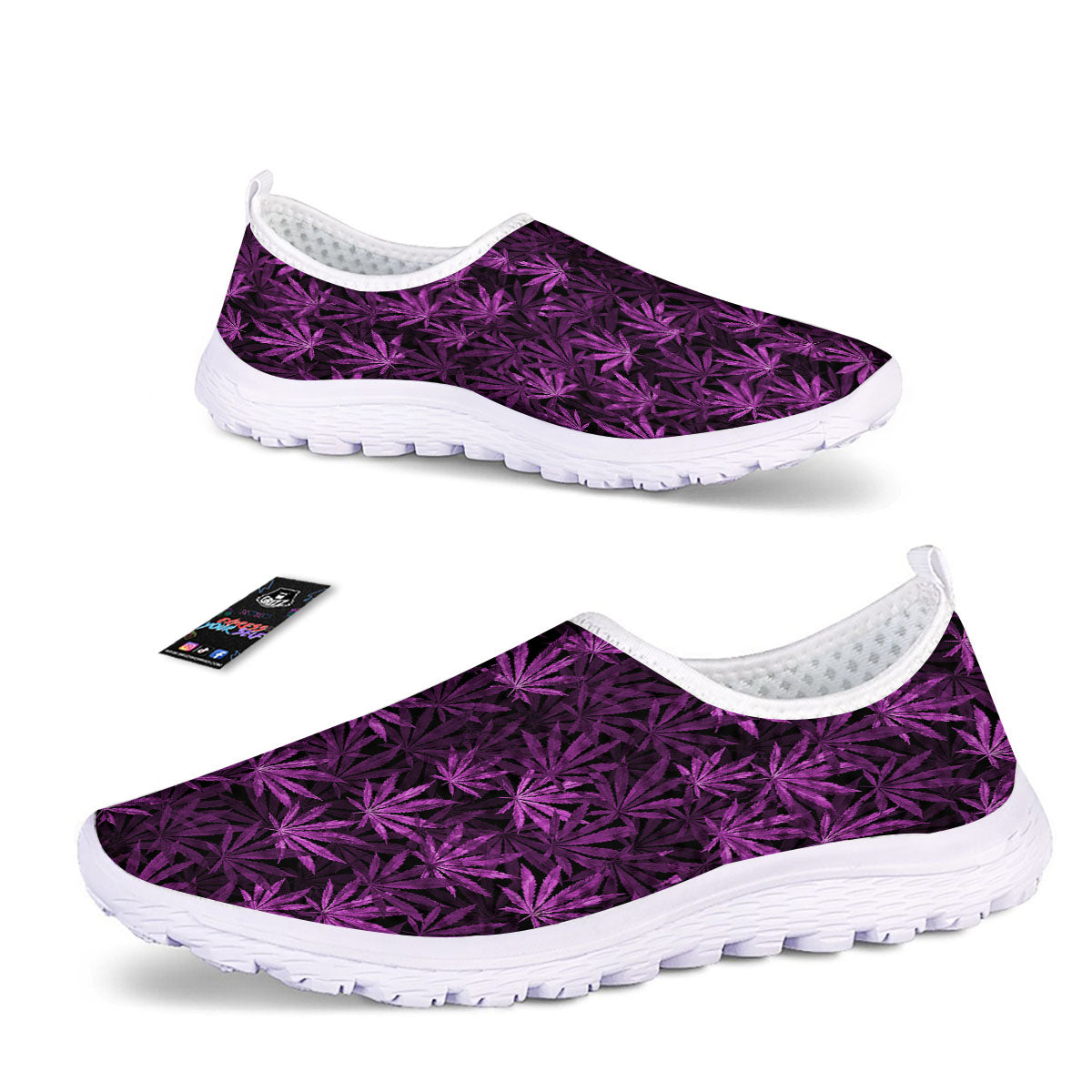 Marijuana Leaf Purple Print Pattern Nurse Shoes-grizzshop