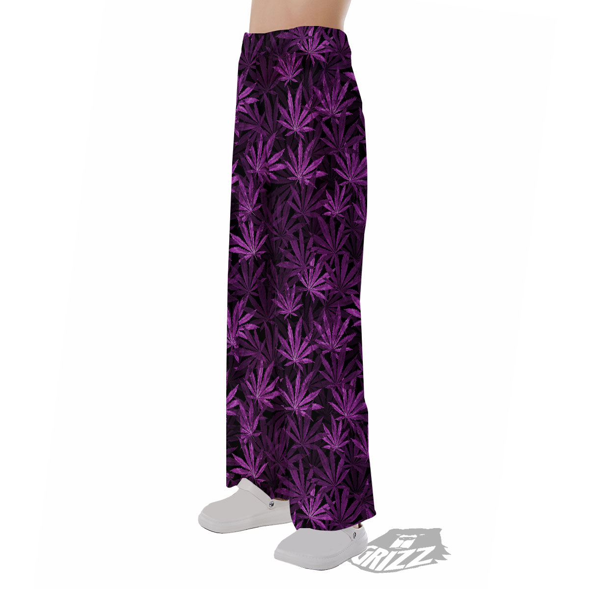 Marijuana Leaf Purple Print Pattern Pajama Pants-grizzshop