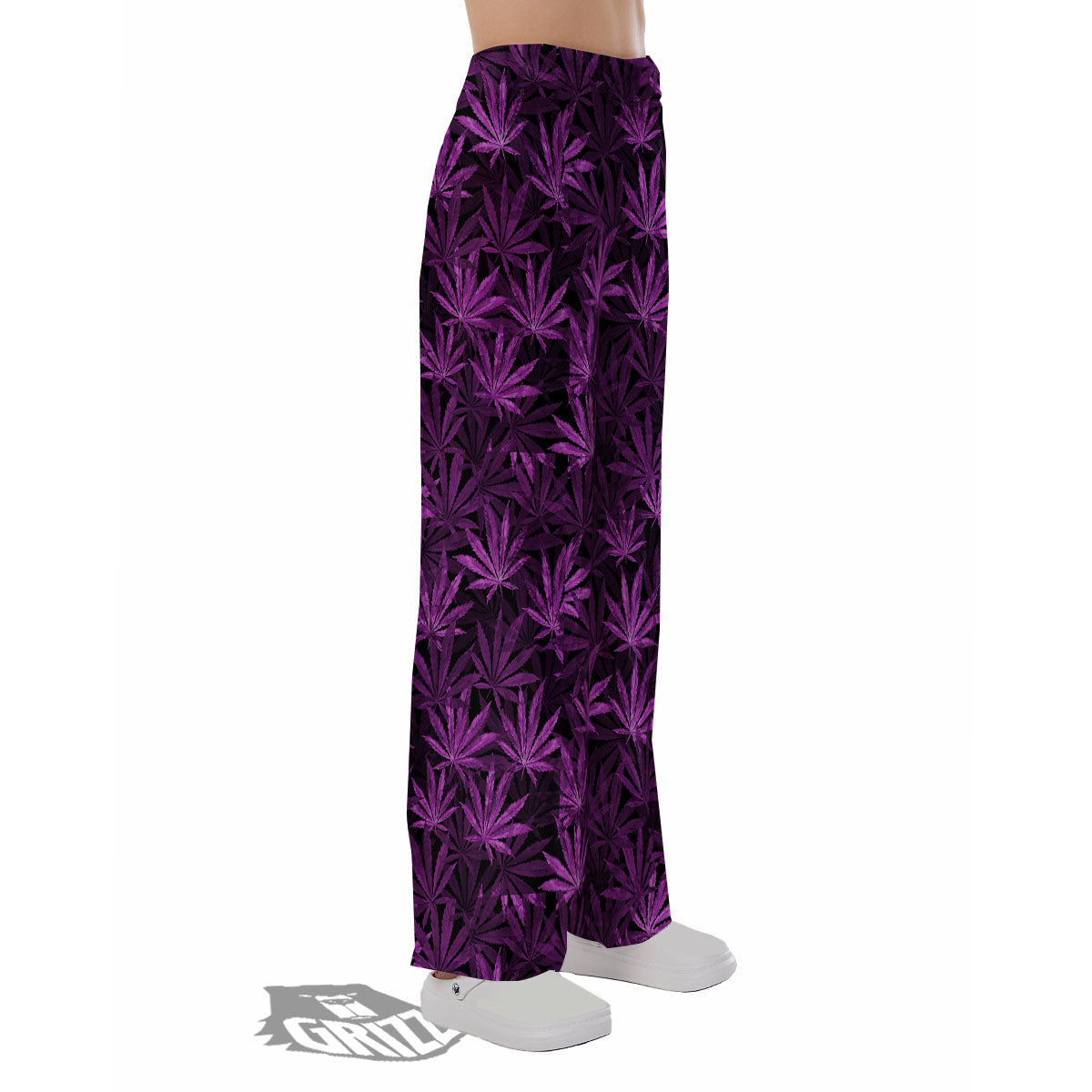 Marijuana Leaf Purple Print Pattern Pajama Pants-grizzshop