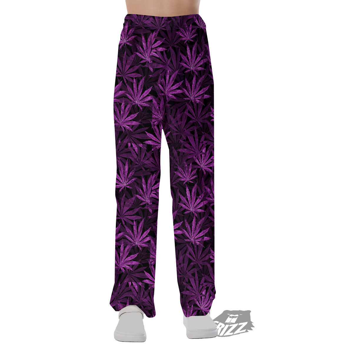 Marijuana Leaf Purple Print Pattern Pajama Pants-grizzshop