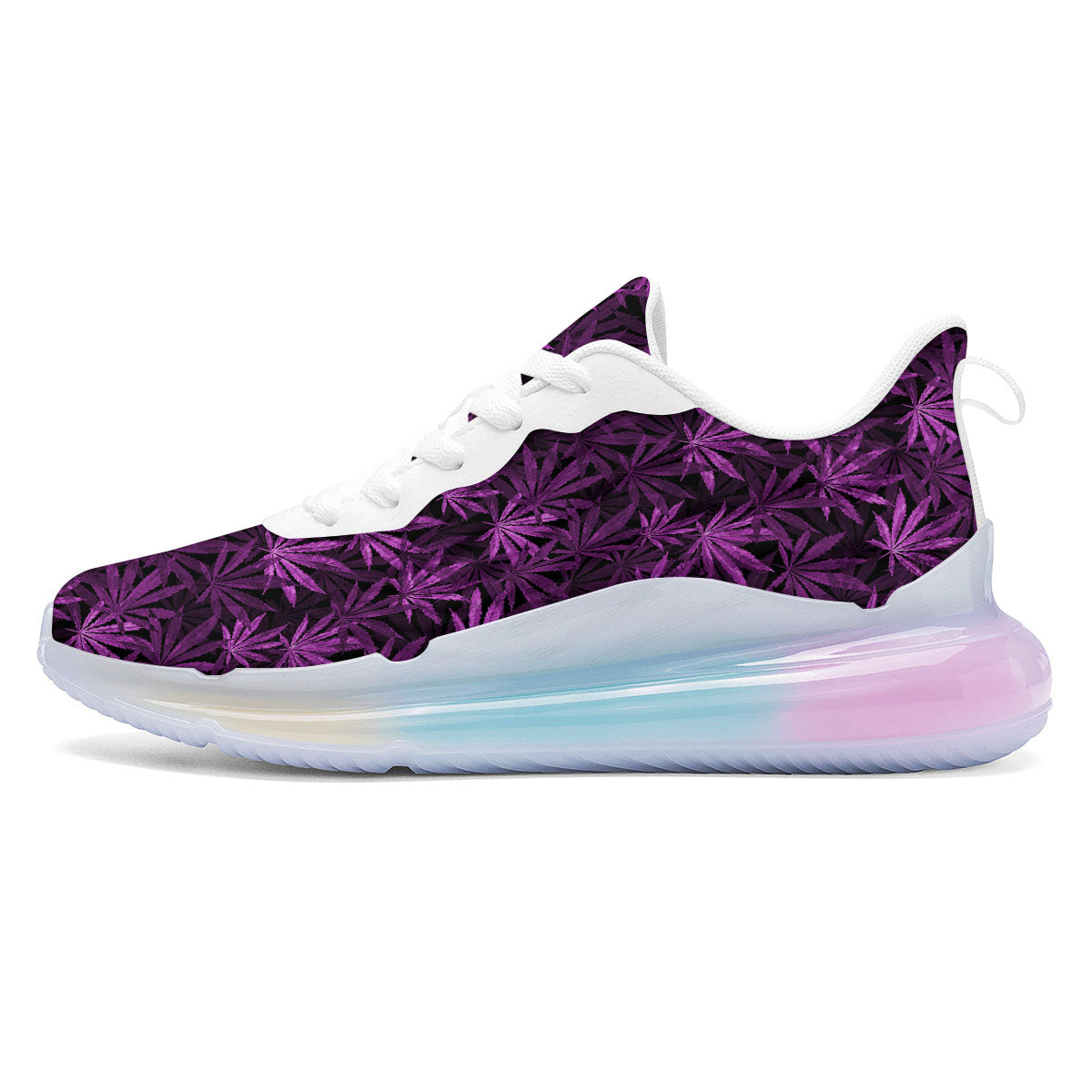 Marijuana Leaf Purple Print Pattern Running Sneakers-grizzshop