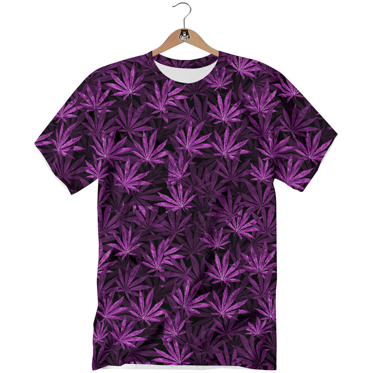 Marijuana Leaf Purple Print Pattern T-Shirt-grizzshop