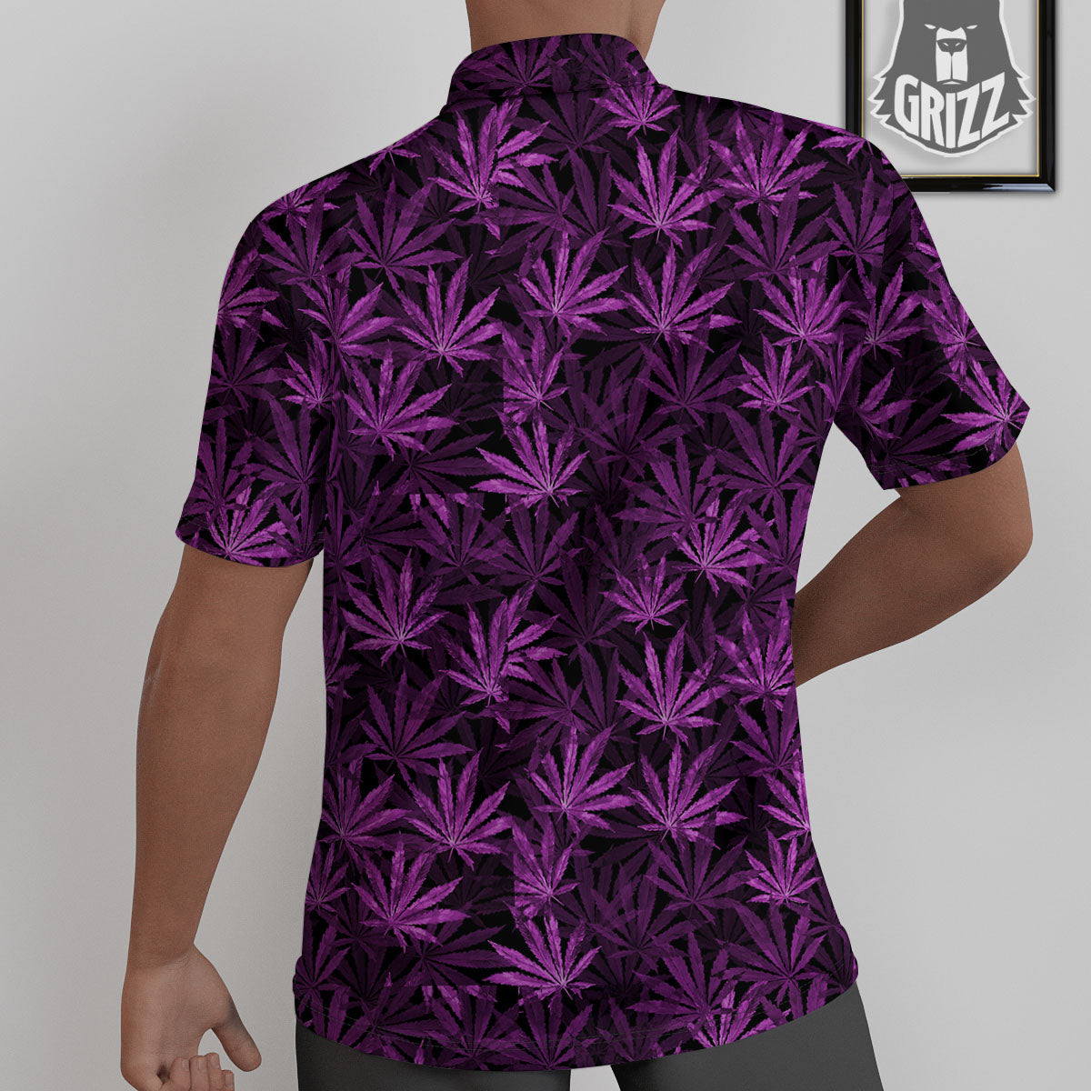 Marijuana Leaf Purple Print Pattern Untucked Shirts-grizzshop