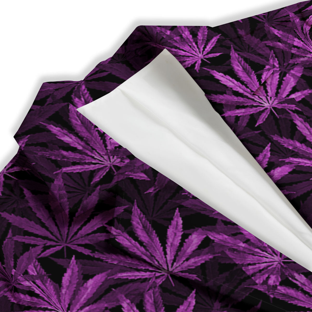 Marijuana Leaf Purple Print Pattern Women's Blazer-grizzshop