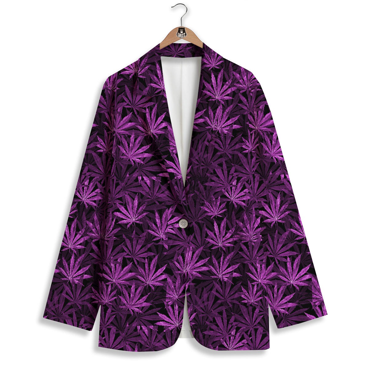 Marijuana Leaf Purple Print Pattern Women's Blazer-grizzshop