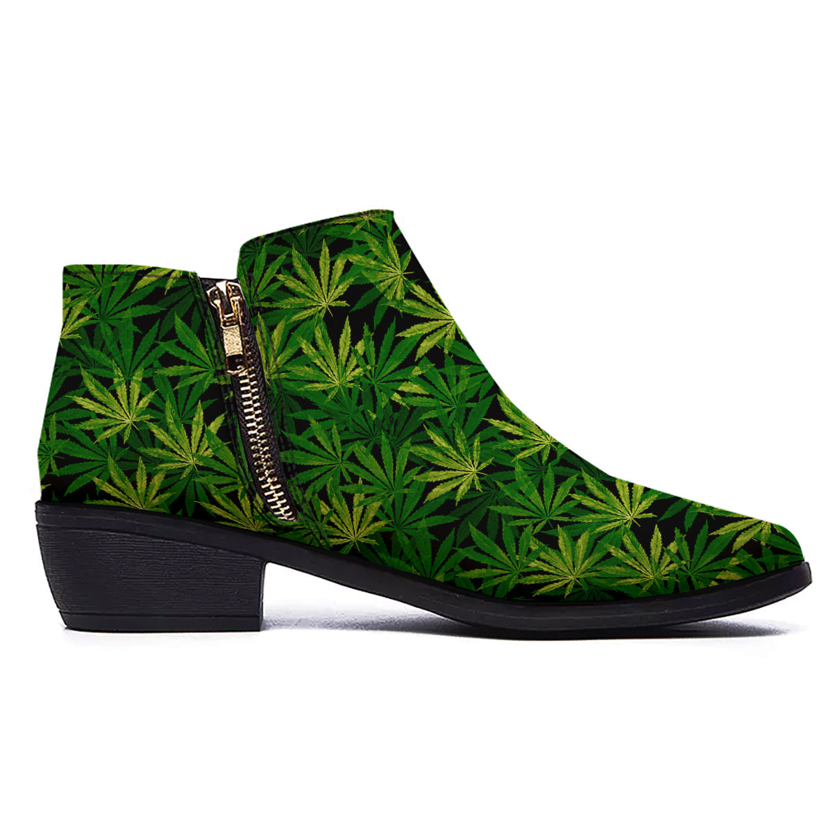 Marijuana Leaf Watercolor Print Pattern Ankle Boots-grizzshop