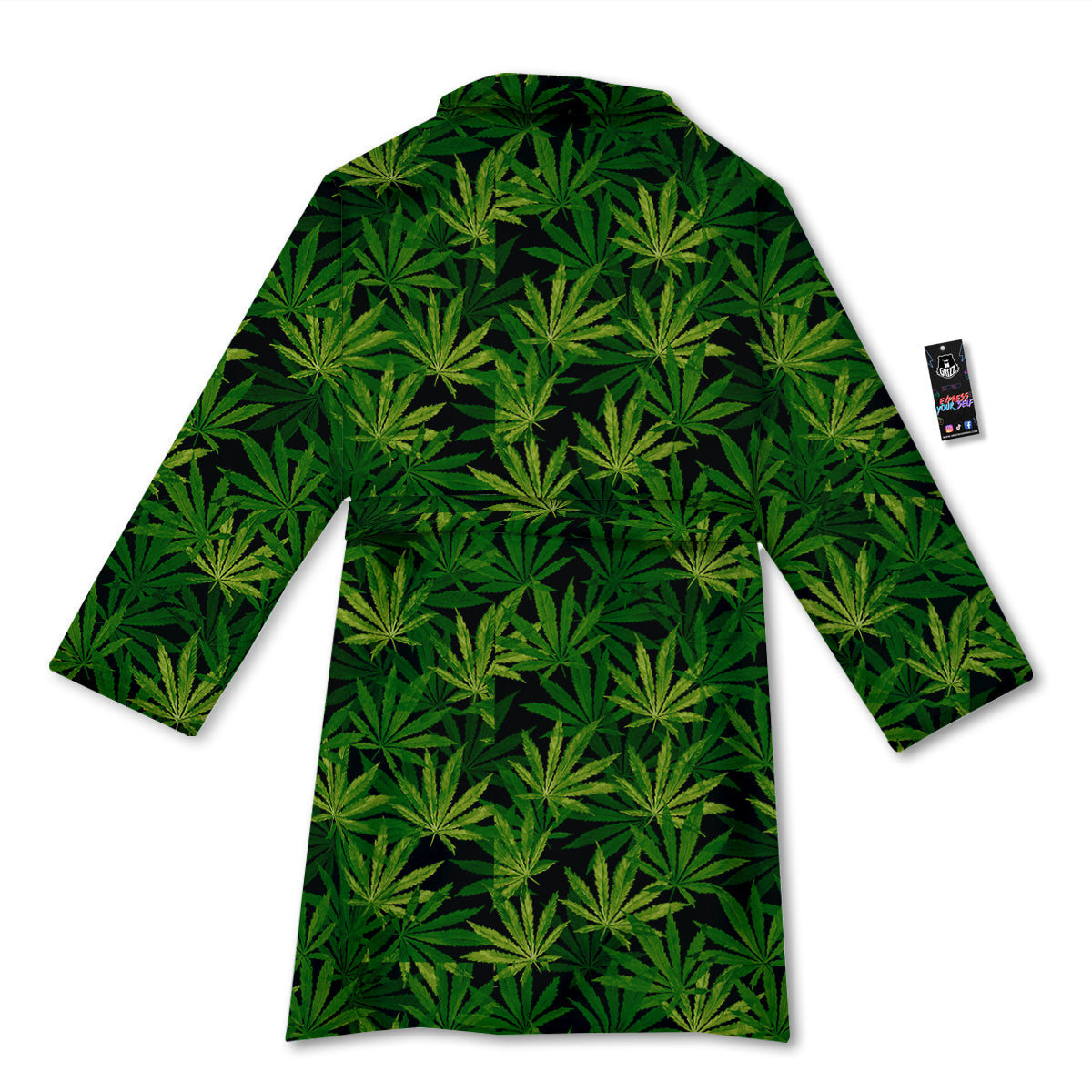 Marijuana Leaf Watercolor Print Pattern Bathrobe-grizzshop