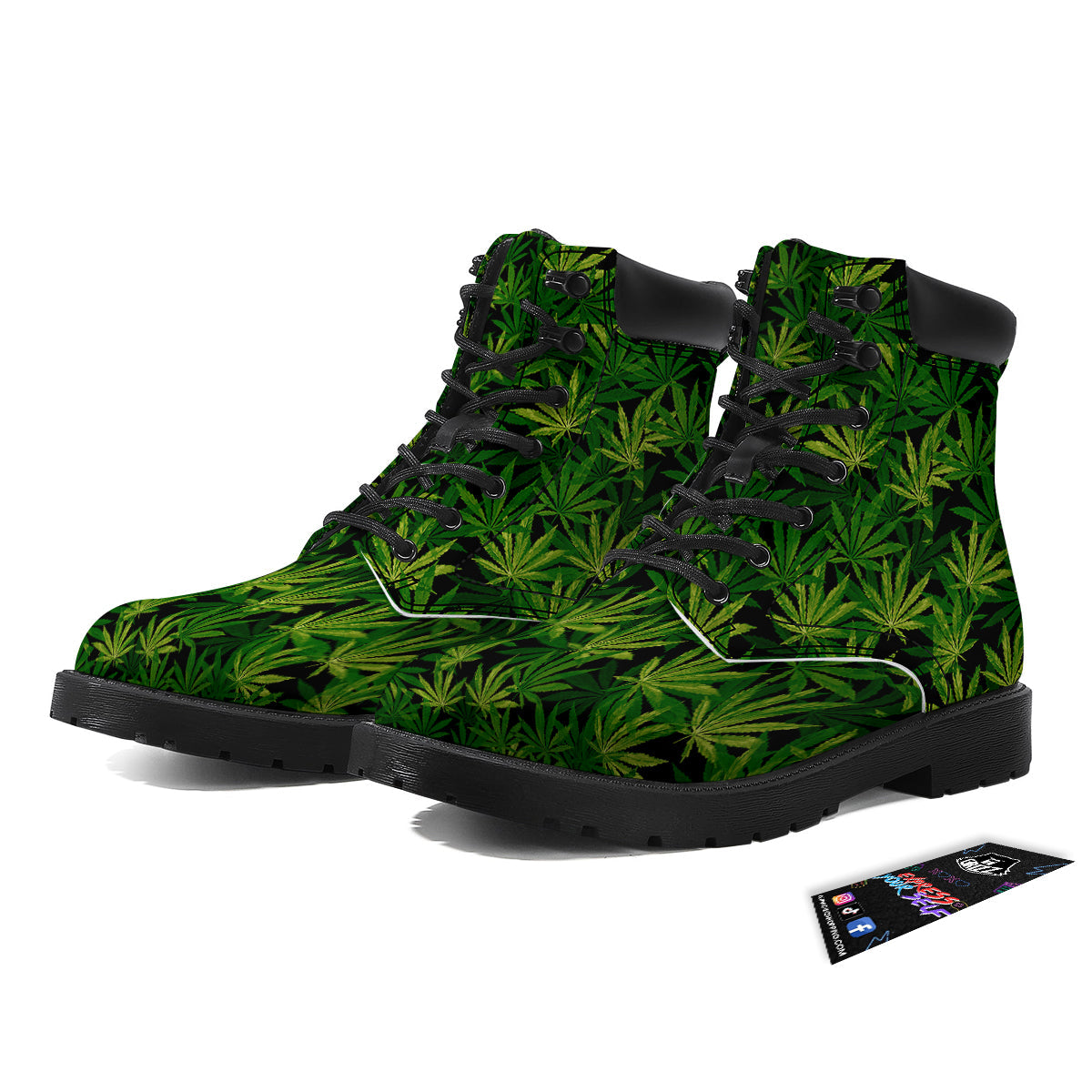 Marijuana Leaf Watercolor Print Pattern Boots-grizzshop