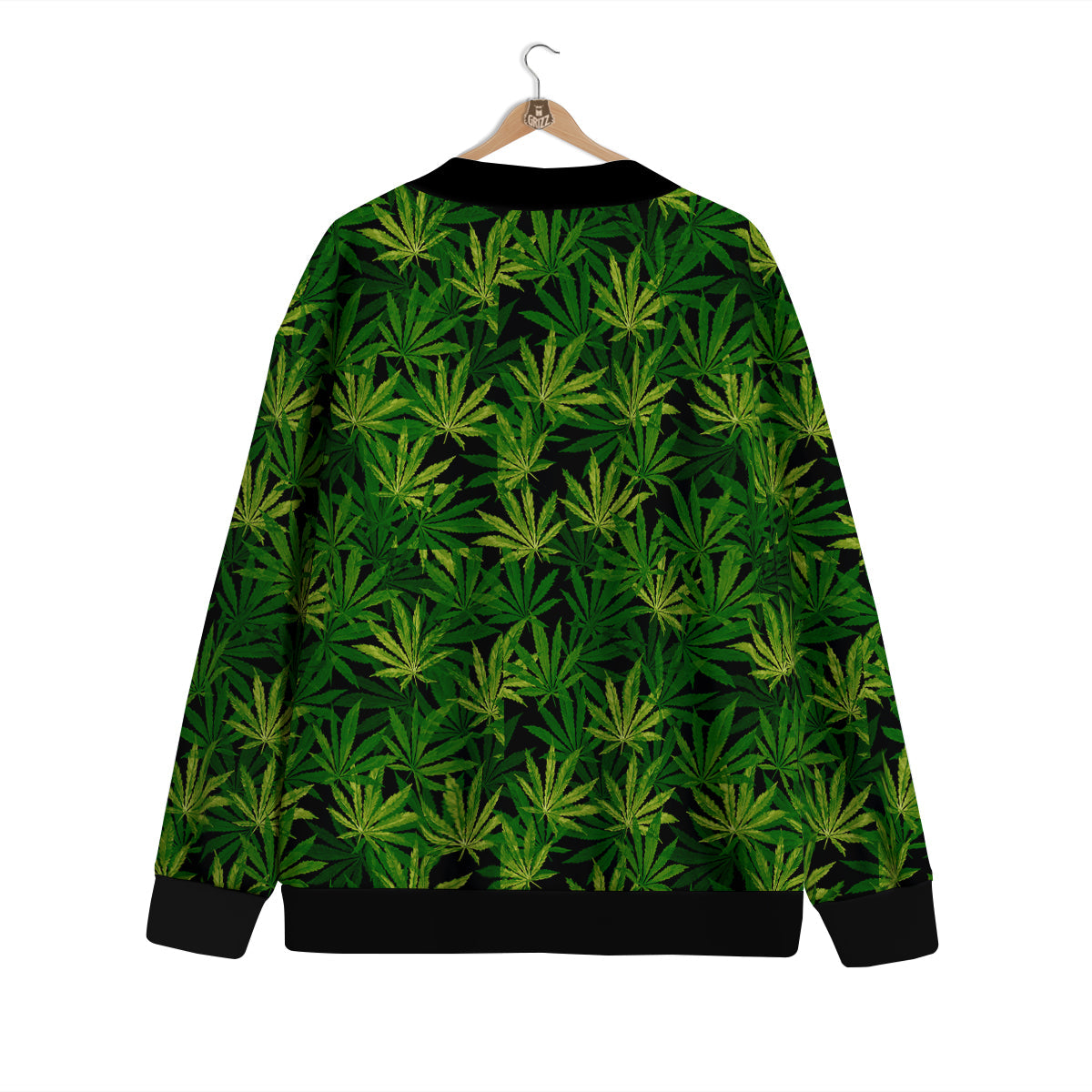 Marijuana Leaf Watercolor Print Pattern Cardigan-grizzshop