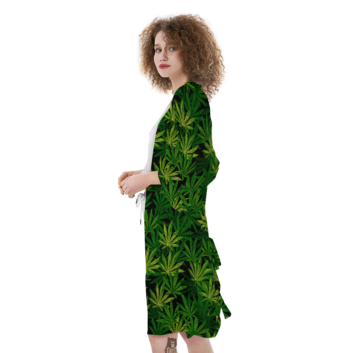 Marijuana Leaf Watercolor Print Pattern Kimono-grizzshop
