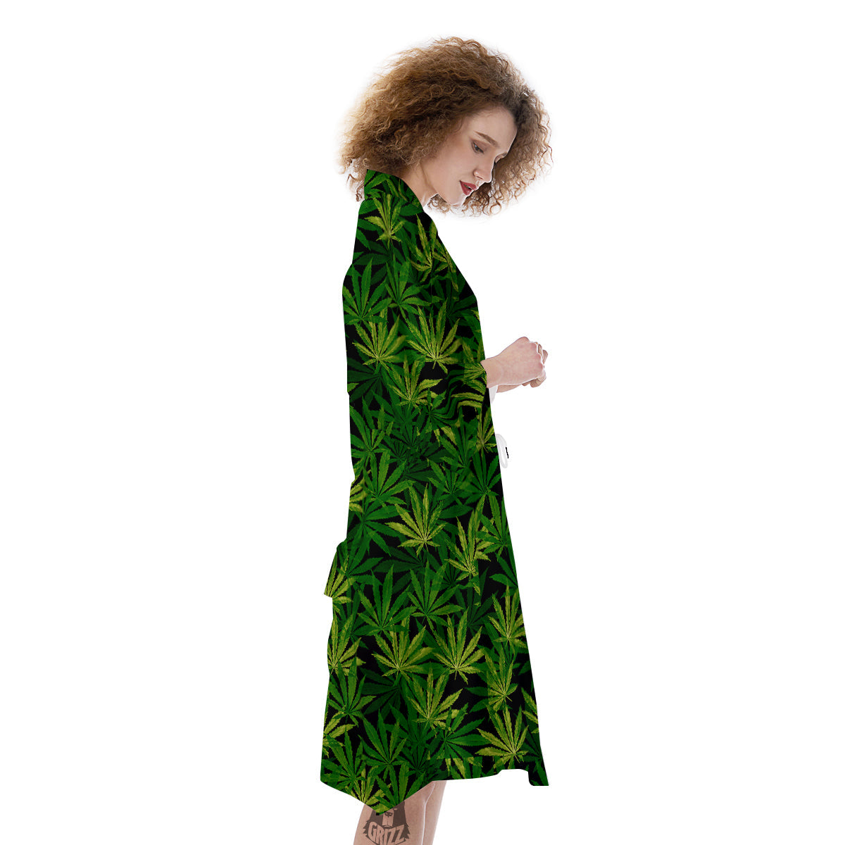 Marijuana Leaf Watercolor Print Pattern Kimono-grizzshop