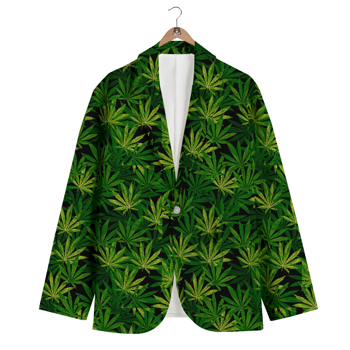 Marijuana Leaf Watercolor Print Pattern Men's Blazer-grizzshop