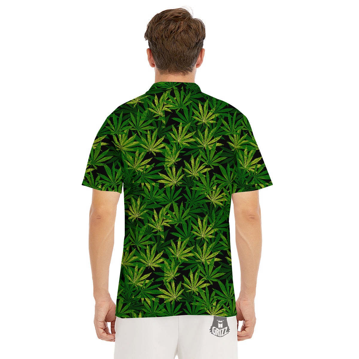 Marijuana Leaf Watercolor Print Pattern Men's Golf Shirts-grizzshop